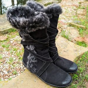 Natural Soul Black Faux Fur Lined Boots Women 8M